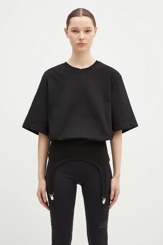 Fiorucci tricou din bumbac Suspender Belt uni negru W01FMTSH263CJ01BK01