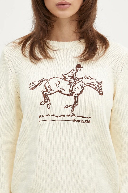 Sporty & Rich maglione in cotone Horse Knitted beige WS065512245CR01