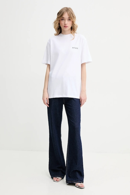 Bavlněné tričko Rotate 112445400 bílá SS25