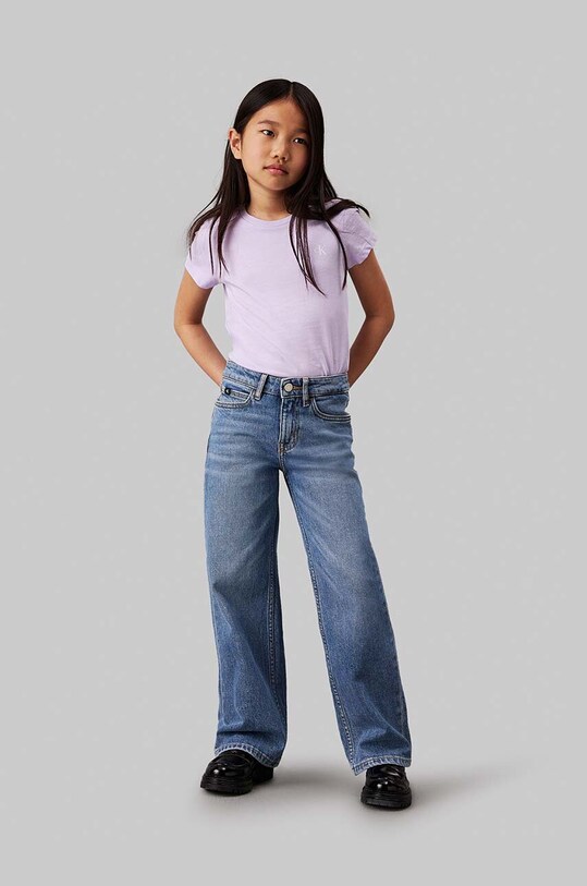 Детская хлопковая футболка Calvin Klein Jeans 2 шт IG0IG01258.9BYH.104.116 фиолетовой