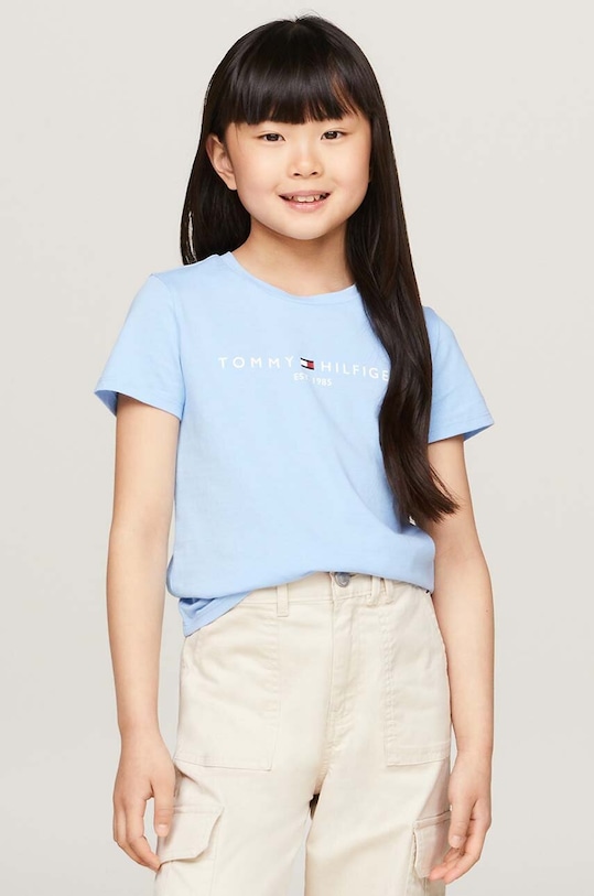 Tommy Hilfiger t-shirt bawełniany dziecięcy aplikacja niebieski KG0KG05242.9BYH.128.176