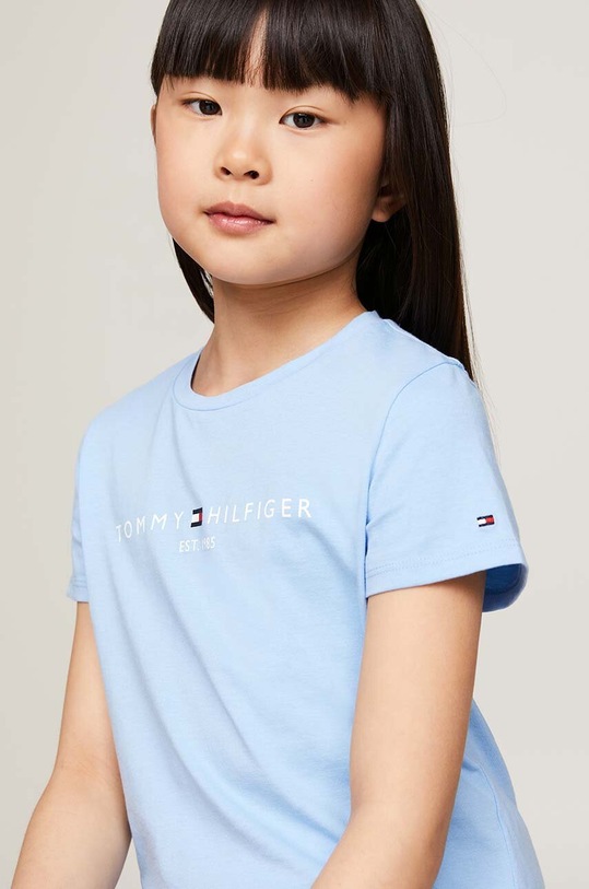 Dziewczynka Tommy Hilfiger t-shirt bawełniany dziecięcy KG0KG05242.9BYH.128.176 niebieski