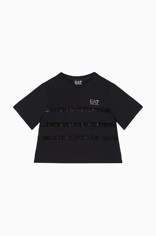 Dětské tričko EA7 Emporio Armani s elastanem černá 6DFT09.FJDZZ
