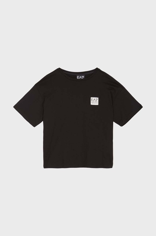 EA7 Emporio Armani tricou de bumbac pentru copii uni negru 6DFT11.FJLOZ