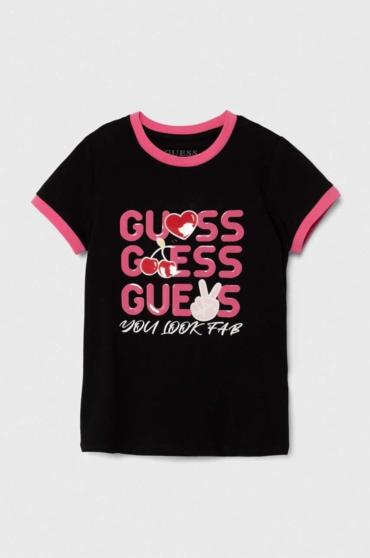 Guess t-shirt dziecięcy z elastanem czarny J4YI08.K6YW4.9BYH