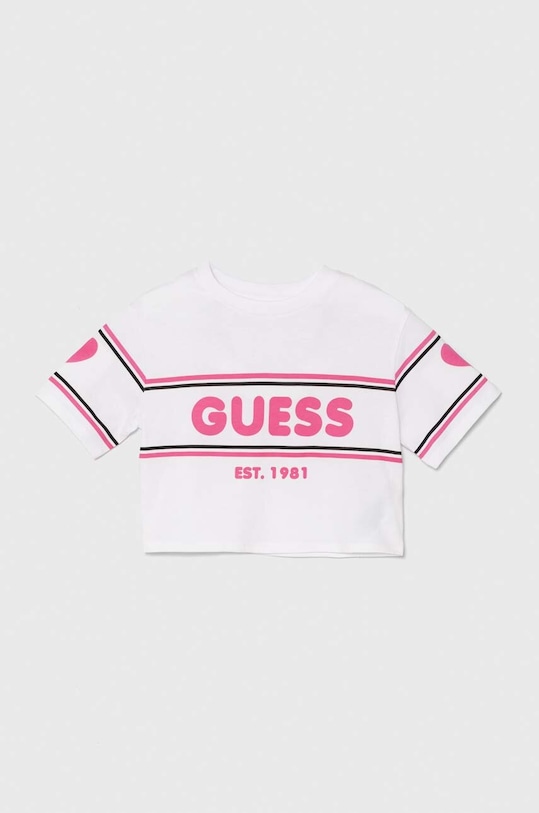 Bavlněné tričko Guess kulatý bílá J4YI10.K8HM4.9BYH