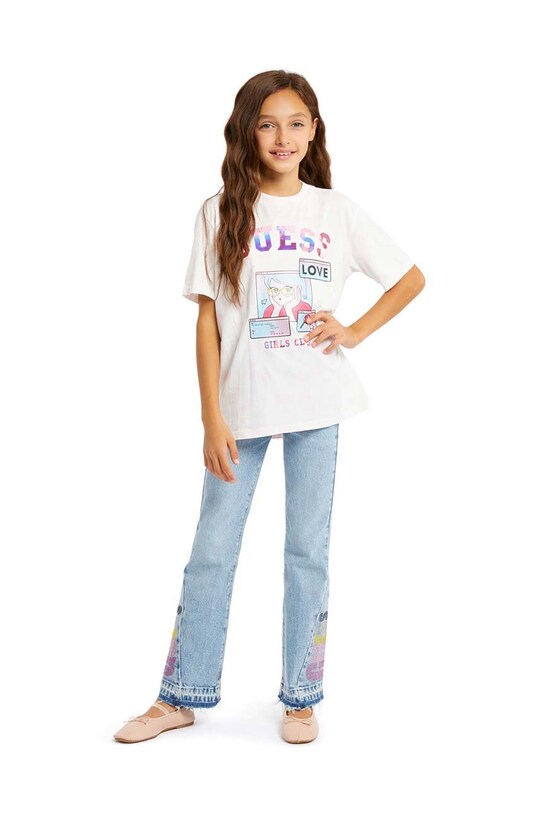 Детская хлопковая футболка Guess узор розовый J4YI14.K8HM4.9BYH