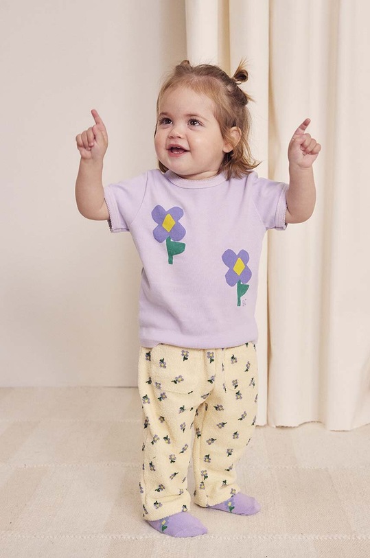 Bobo Choses tricou bebe Pansy Flower print violet 224AB025