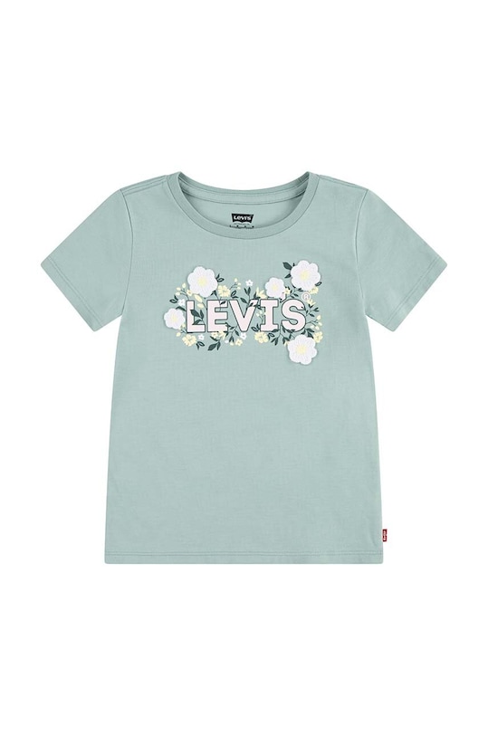 Παιδικό βαμβακερό μπλουζάκι Levi's WILDFLOWERS BATWING TEE στάμπα τιρκουάζ 3EL036