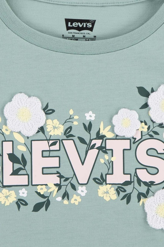 Κοριτσίστικα Παιδικό βαμβακερό μπλουζάκι Levi's WILDFLOWERS BATWING TEE 3EL036 τιρκουάζ