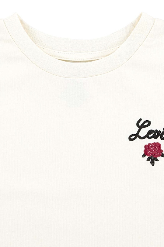 Девочка Детская хлопковая футболка Levi's OVERSIZED LEVIS ROSE TEE 3EL489 бежевый