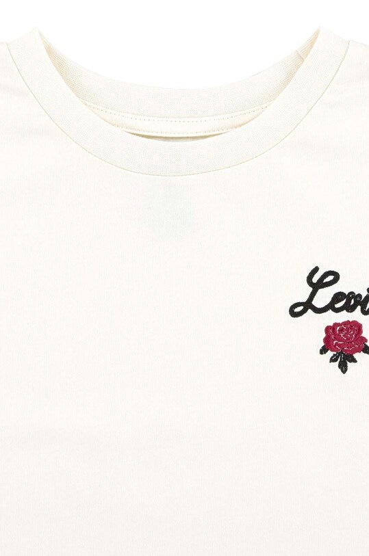 Девочка Детская хлопковая футболка Levi's OVERSIZED LEVIS ROSE TEE 4EL489 бежевый