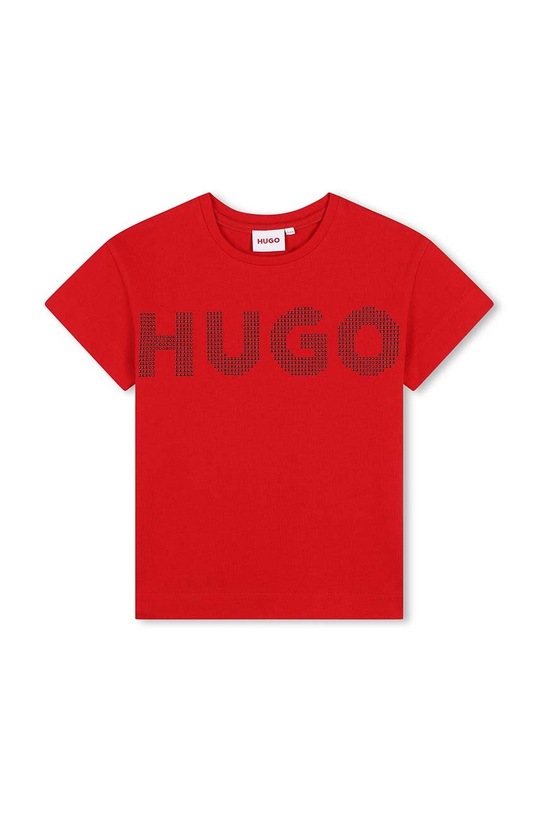 HUGO t-shirt bawełniany dziecięcy nadruk czerwony G00204.156.162