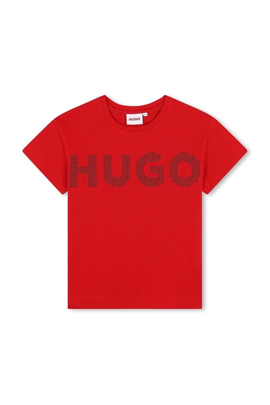 HUGO t-shirt bawełniany dziecięcy nadruk czerwony G00204.156.162