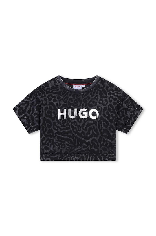 HUGO t-shirt bawełniany dziecięcy G00207.114.150 czarny AW24