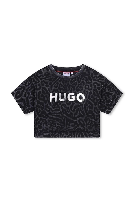 HUGO t-shirt bawełniany dziecięcy G00207.114.150 czarny AW24