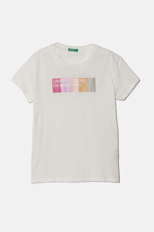 United Colors of Benetton t-shirt bawełniany dziecięcy nadruk biały 3I1XC10JQ.G.Seasonal