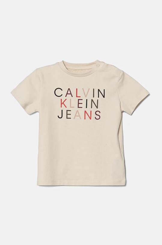 Футболка для немовлят Calvin Klein Jeans з еластаном бежевий IN0IN00222.9BYH