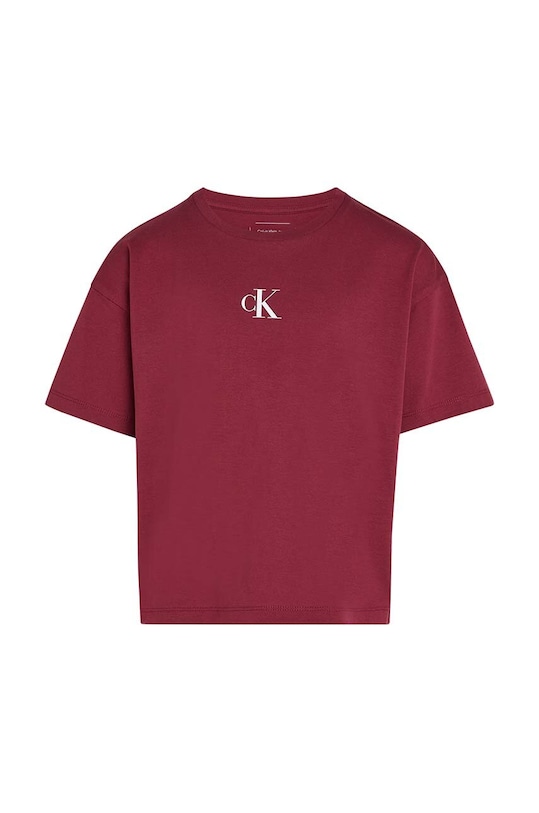 Dětské bavlněné tričko Calvin Klein Jeans IG0IG02136.9BYH. burgundské AW24
