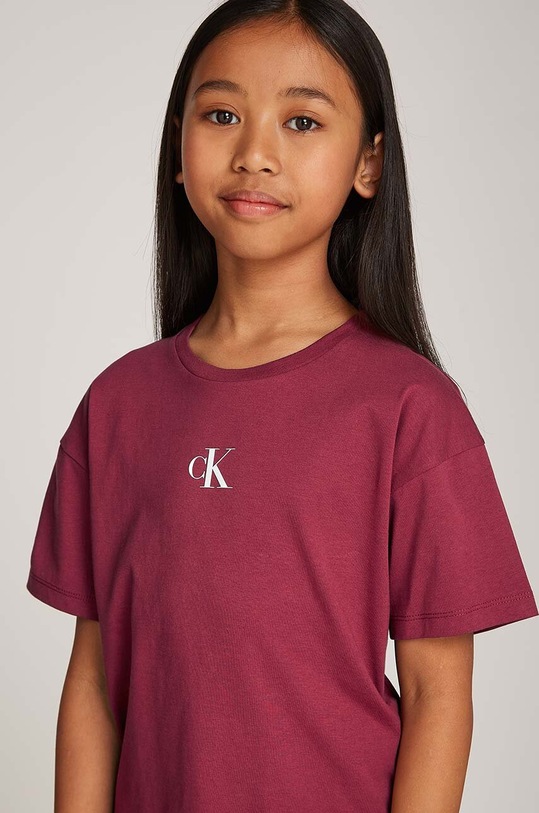 Dětské bavlněné tričko Calvin Klein Jeans IG0IG02136.9BYH. burgundské
