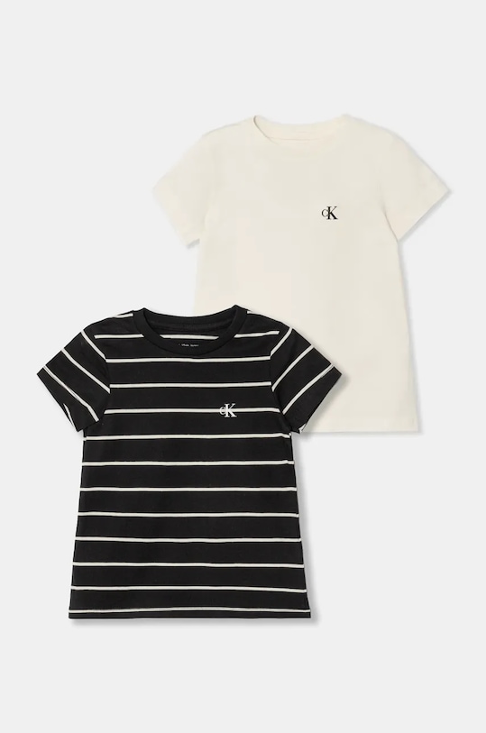 Calvin Klein Jeans t-shirt bawełniany dziecięcy 2-pack wzorzyste beżowy IG0IG02741.9BYH.104.116
