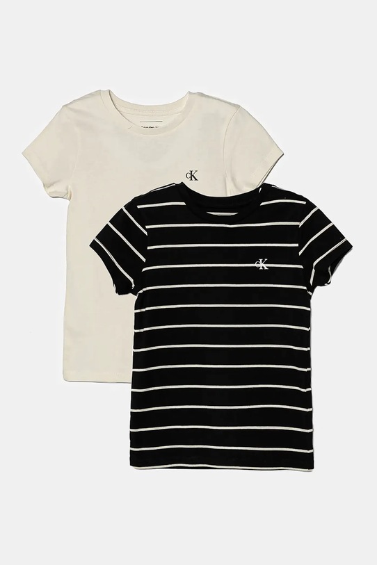 Дитяча бавовняна футболка Calvin Klein Jeans 2-pack бавовна бежевий IG0IG02741.9BYH.128.176