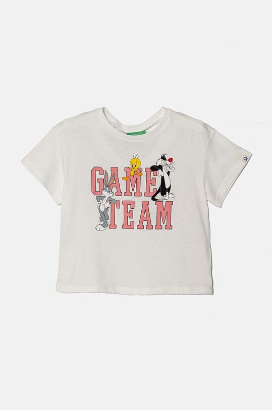 United Colors of Benetton tricou de bumbac pentru copii print alb 3I1XG10HF.P.Seasonal