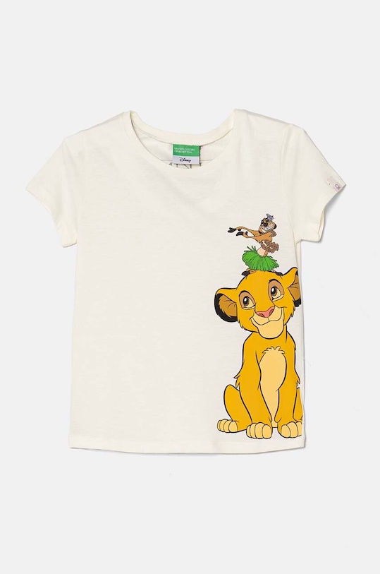United Colors of Benetton t-shirt bawełniany dziecięcy nadruk beżowy 3I1XC10LK.G.Seasonal
