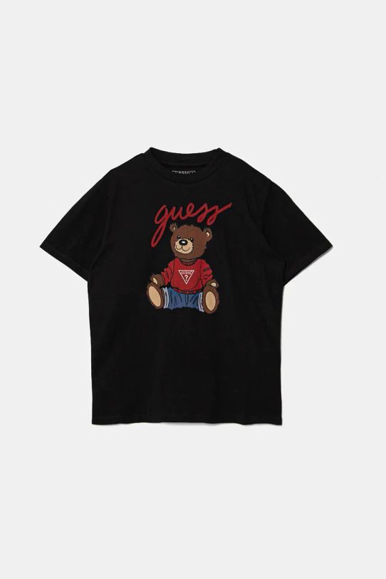 Guess t-shirt bawełniany dziecięcy wzorzyste czarny H4BJ06.I3Z14.9BYH