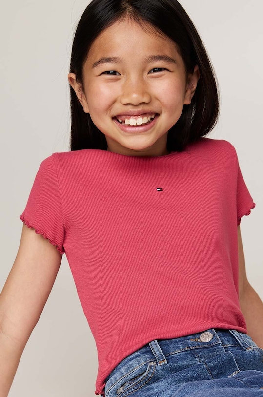 Tommy Hilfiger t-shirt bawełniany dziecięcy bawełna różowy KG0KG08138.9BYH.128.176
