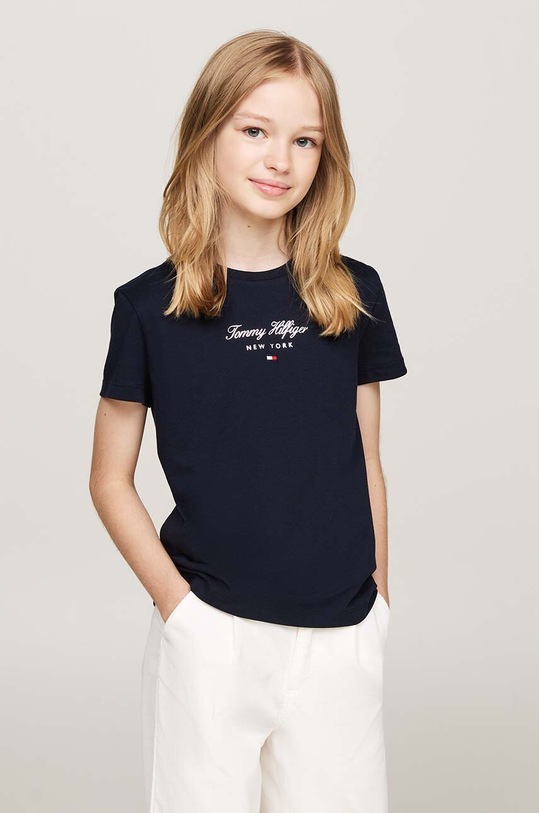 Tommy Hilfiger t-shirt bawełniany dziecięcy bawełna granatowy KG0KG08178.9BYH.104.122