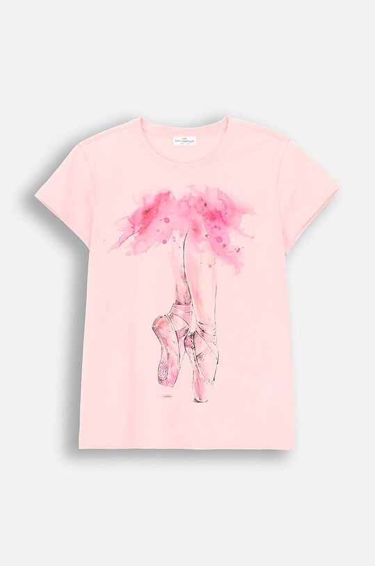 Dječja majica kratkih rukava Coccodrillo s elastinom roza ZC4143201VGA