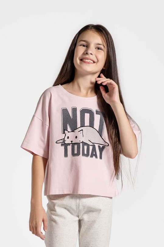 Coccodrillo t-shirt dziecięcy z elastanem różowy ZC4143201CGJ