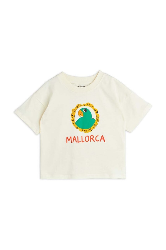 Mini Rodini t-shirt bawełniany dziecięcy Parrot 2462012211 beżowy AW24
