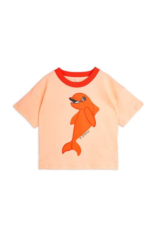 Mini Rodini tricou de bumbac pentru copii Dolphin print portocaliu 2462012742