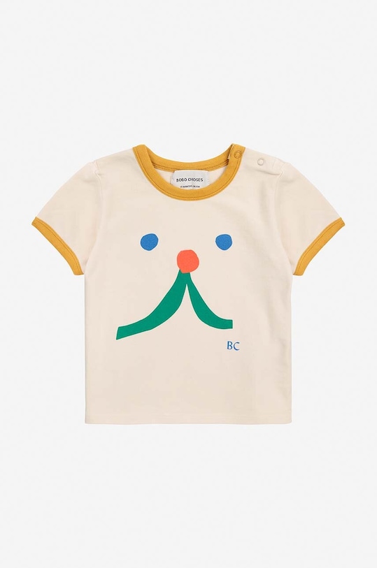 Bobo Choses maglieta neonato/a Funny face 224AB024 beige AW24