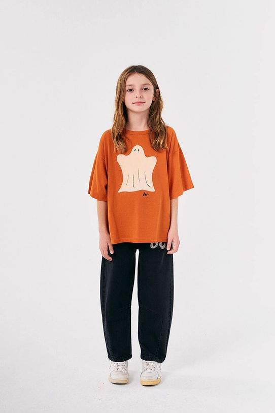 Bobo Choses t-shirt bawełniany dziecięcy Funny Ghost pomarańczowy 224AC006