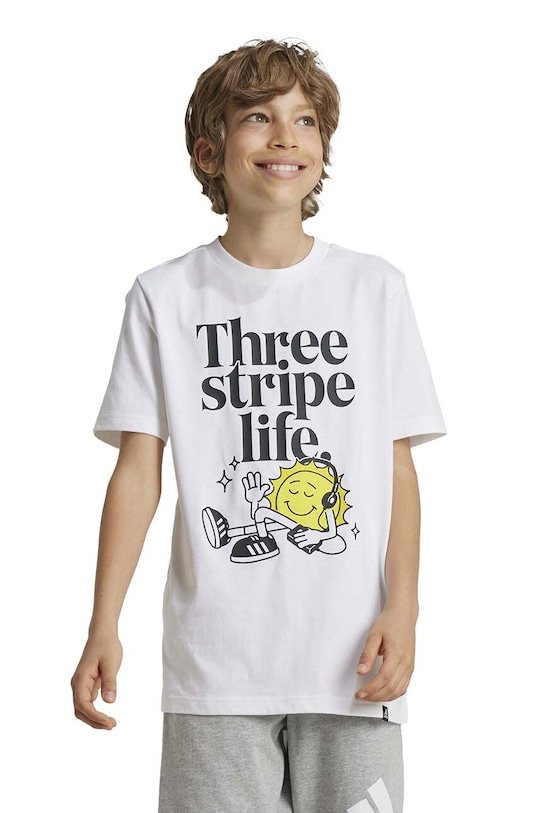 Дитяча бавовняна футболка adidas POS TABLE бавовна білий IW2477