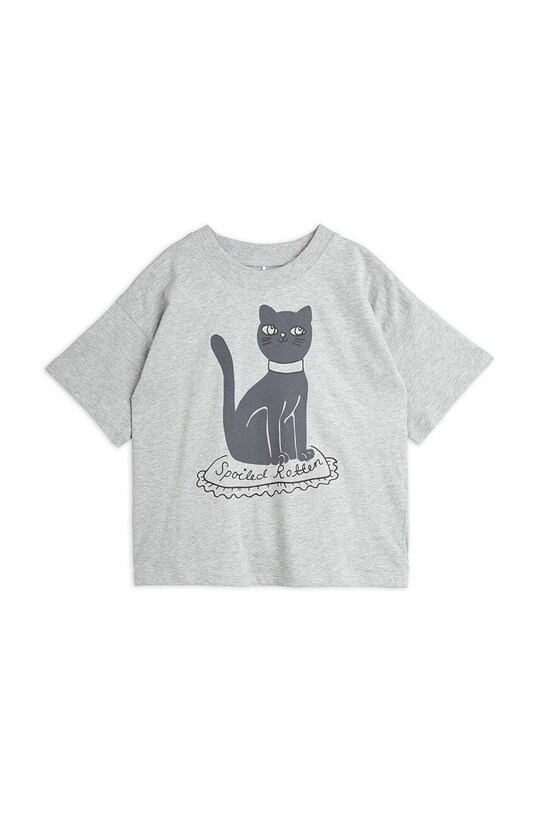 Mini Rodini t-shirt bawełniany dziecięcy Cat nadruk szary 2472012294