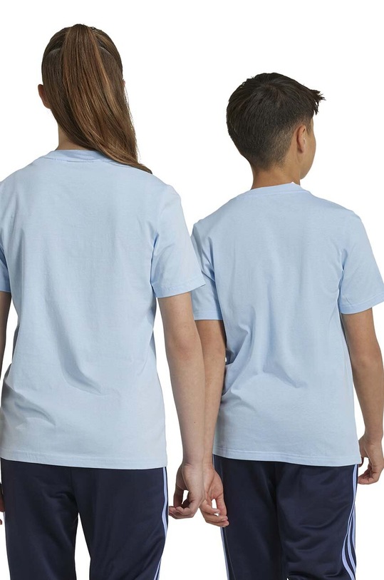 Дитяча бавовняна футболка adidas U BL TEE IX9570 блакитний