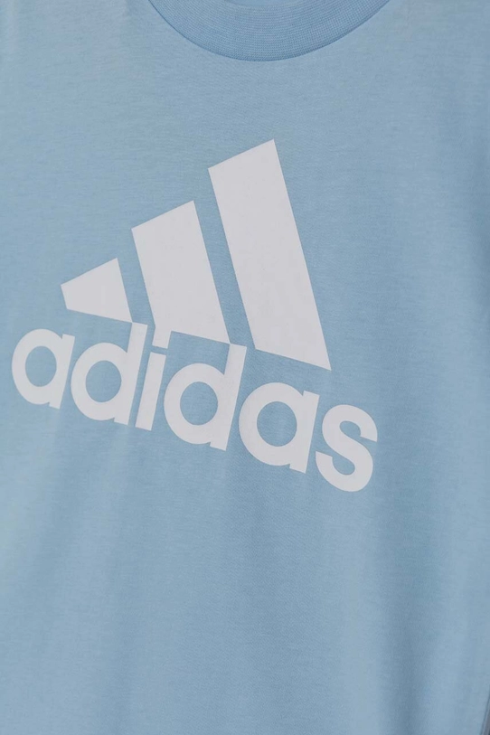 Детская хлопковая футболка adidas U BL TEE голубой IX9570