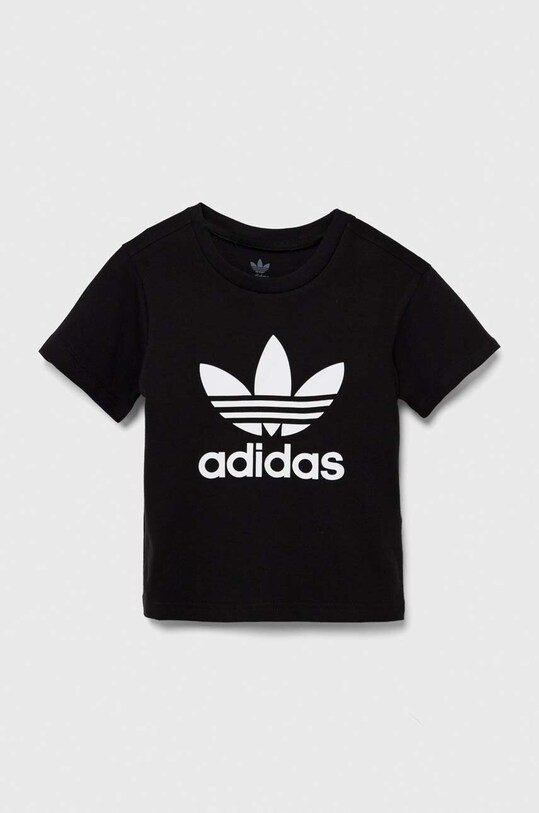 Детская хлопковая футболка adidas Originals TREFOIL TEE IY2385 чёрный AW24