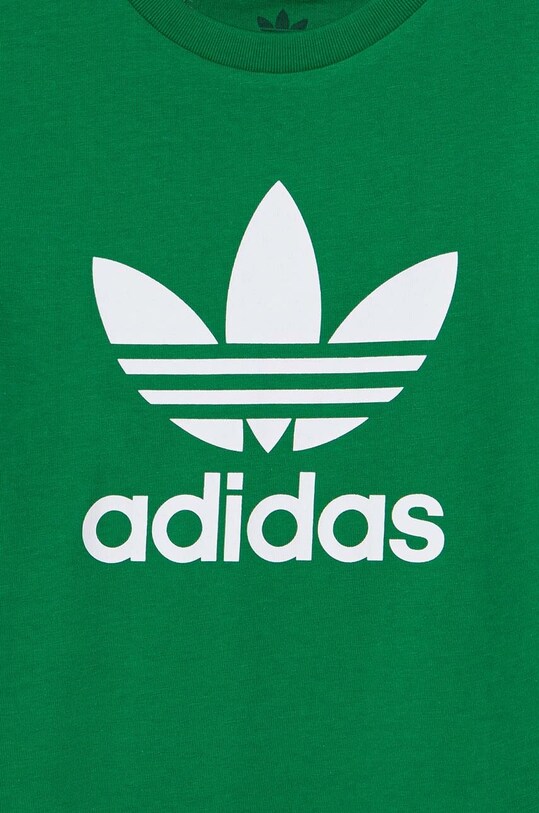 Дитяча бавовняна футболка adidas Originals TREFOIL TEE зелений IY4003