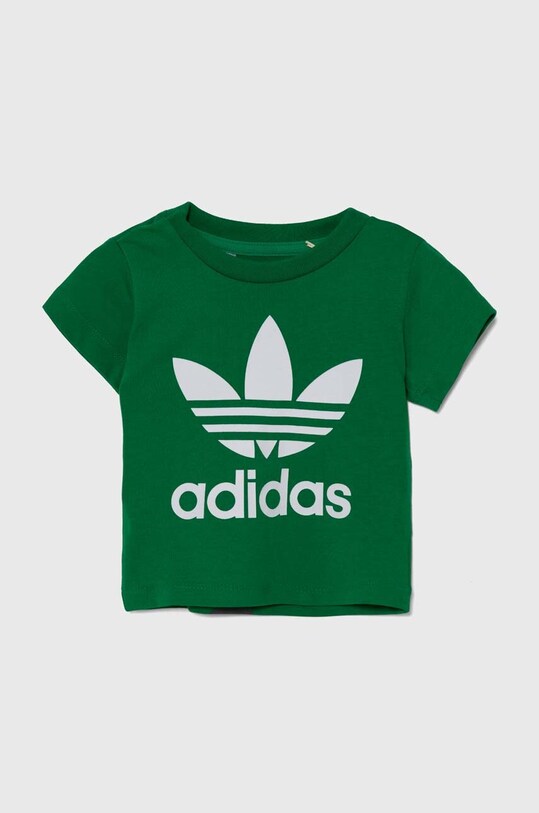 adidas Originals tricou din bumbac pentru bebelusi TREFOIL TEE print verde IY4028
