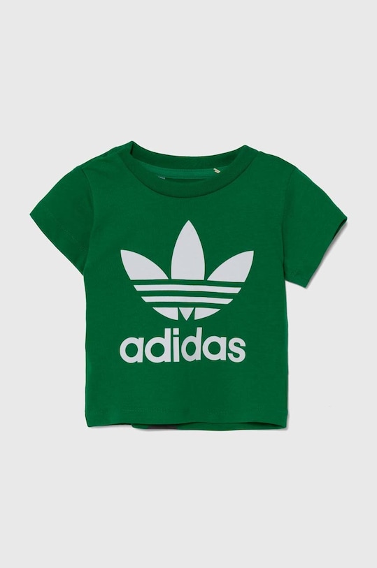 Pamučna majica kratkih rukava za bebe adidas Originals TREFOIL TEE pamuk zelena IY4028