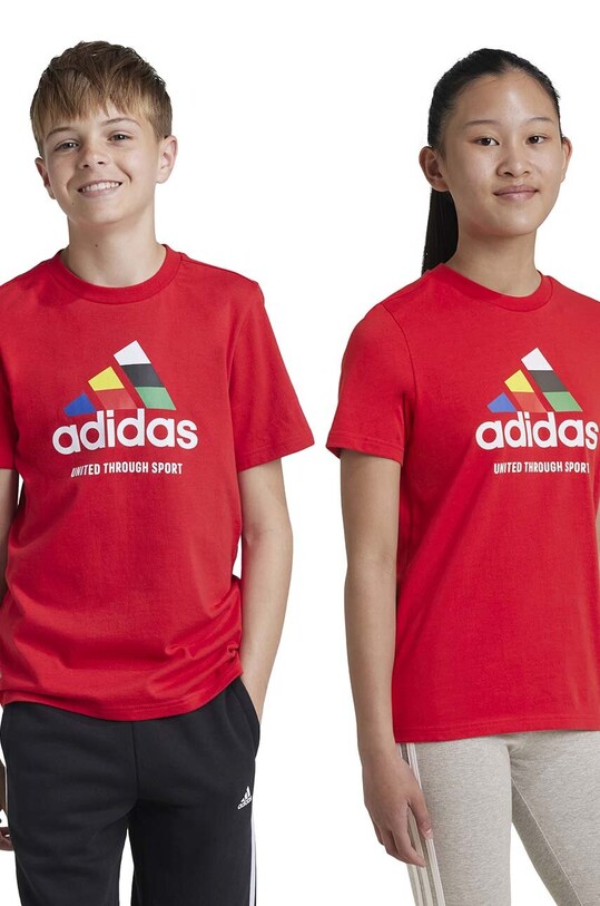 Дитяча бавовняна футболка adidas TIRO NATIONS T бавовна червоний IY8127