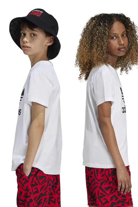 Дитяча бавовняна футболка adidas Originals TREFOIL TEE JE0516 білий