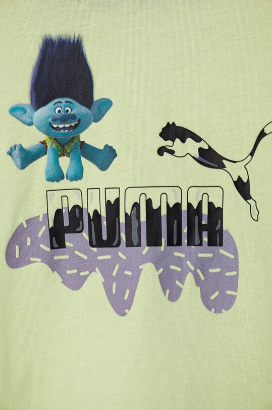 Мальчик Детская хлопковая футболка Puma X TROLLS Tee 627376 зелёный