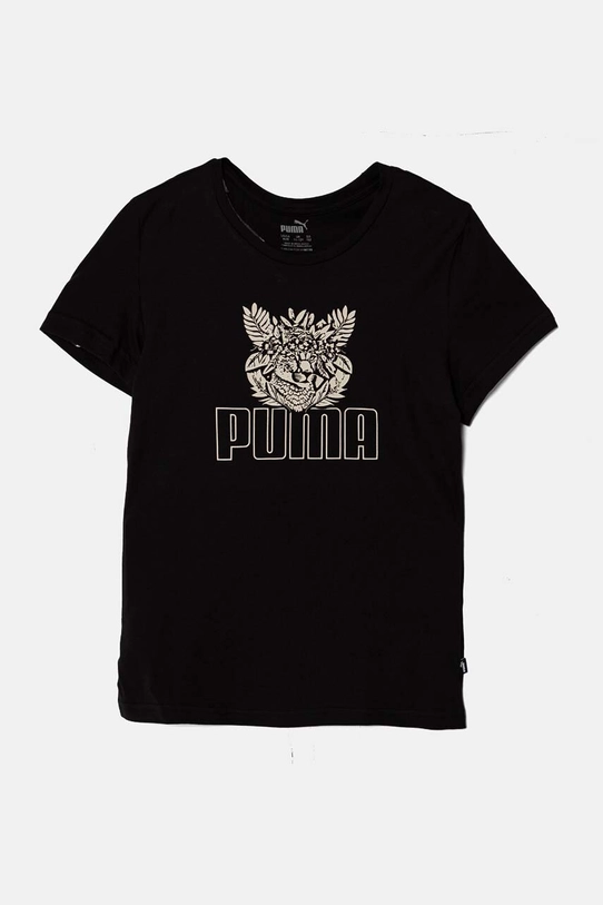 Dječja pamučna majica kratkih rukava Puma ESS+ TROPICAT Tee print crna 681822