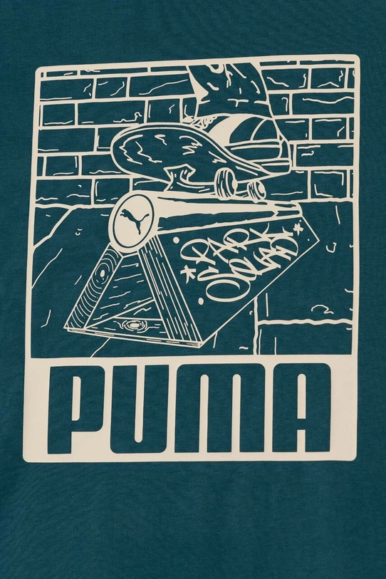 Chłopiec Puma t-shirt bawełniany dziecięcy ESS+ MID 90sphic Tee 681873 turkusowy